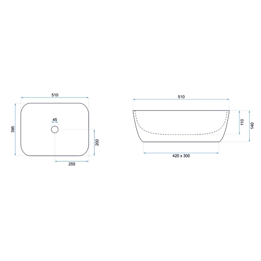 REA-U6647 - Накладна раковина FREJA для стільниці 39,5x51 cm кераміка/сірий/мармуровий декор