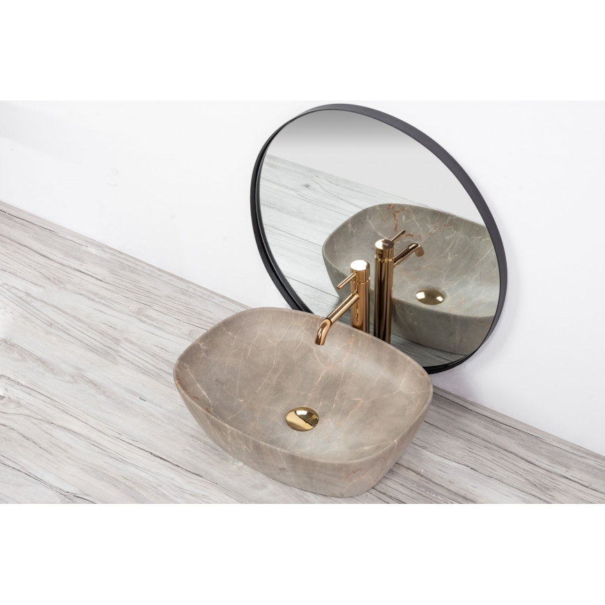 REA-U6647 - Накладная раковина FREJA 39,5x51 см керамика/серый/мраморный декор