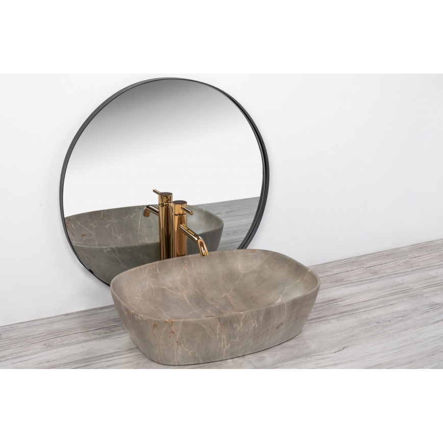 REA-U6647 - Накладная раковина FREJA 39,5x51 см керамика/серый/мраморный декор