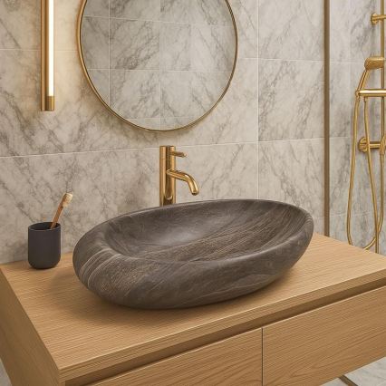 REA-U6649 - Накладная раковина ROXY 31x49 cm керамика/имитация камня