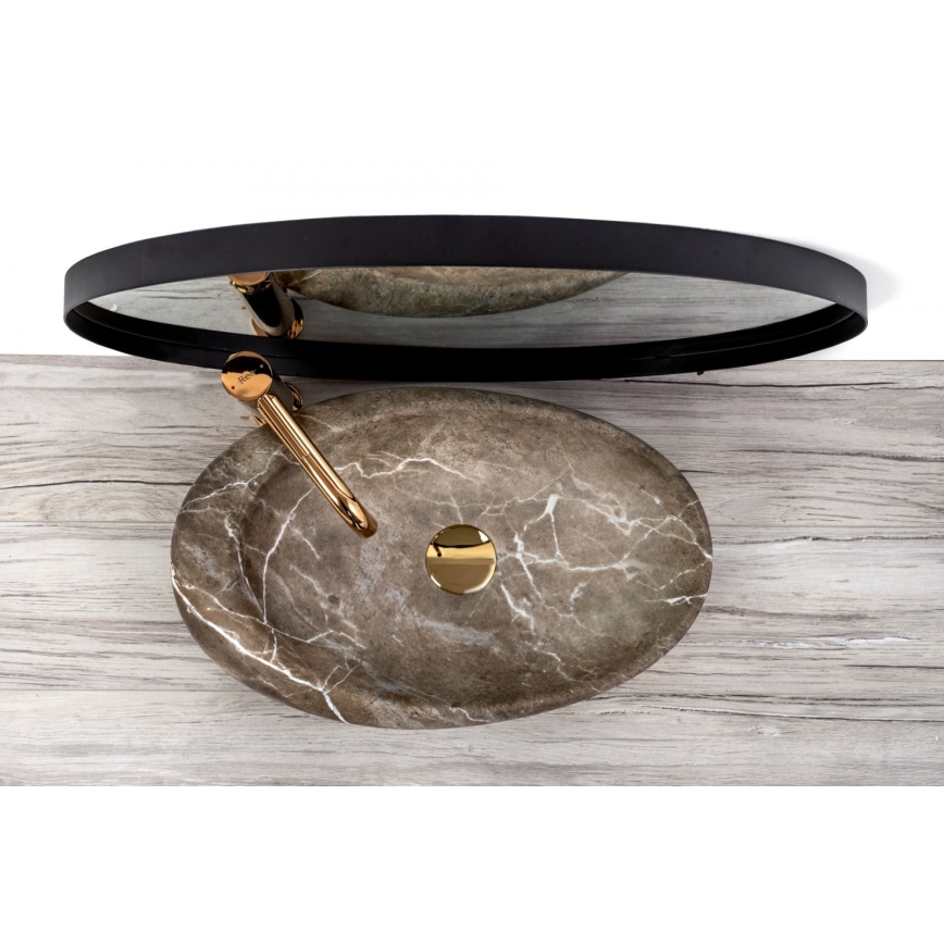 REA-U6650 - Накладная раковина ROXY 31x49 см керамика/серая/декор под мрамор