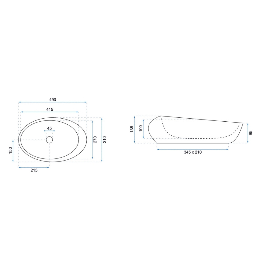 REA-U6650 - Накладная раковина ROXY 31x49 см керамика/серая/декор под мрамор