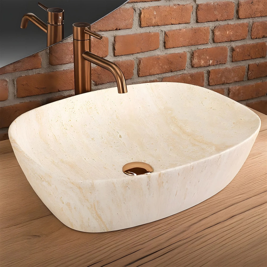 REA-U6689 - Накладная раковина FREJA 39,5x51 cm керамика/бежевый/имитация камня