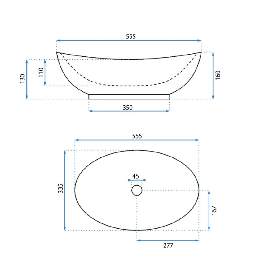 REA-U6801 - Накладная раковина KATE 33,5x55,5 см керамика/белый глянец