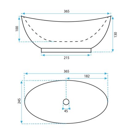 REA-U6803 - Накладная раковина KATE 24,5x36,5 см, керамика/белый глянец