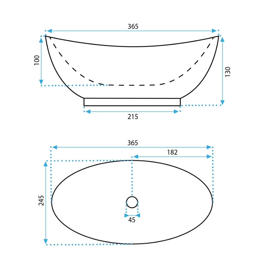 REA-U6803 - Накладная раковина KATE 24,5x36,5 см, керамика/белый глянец