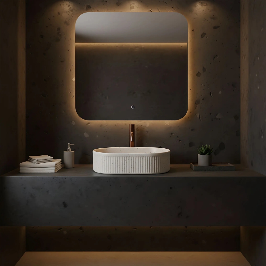 REA-U7342 - Накладная раковина VANDA 31x49 см керамика/бежевый/имитация камня