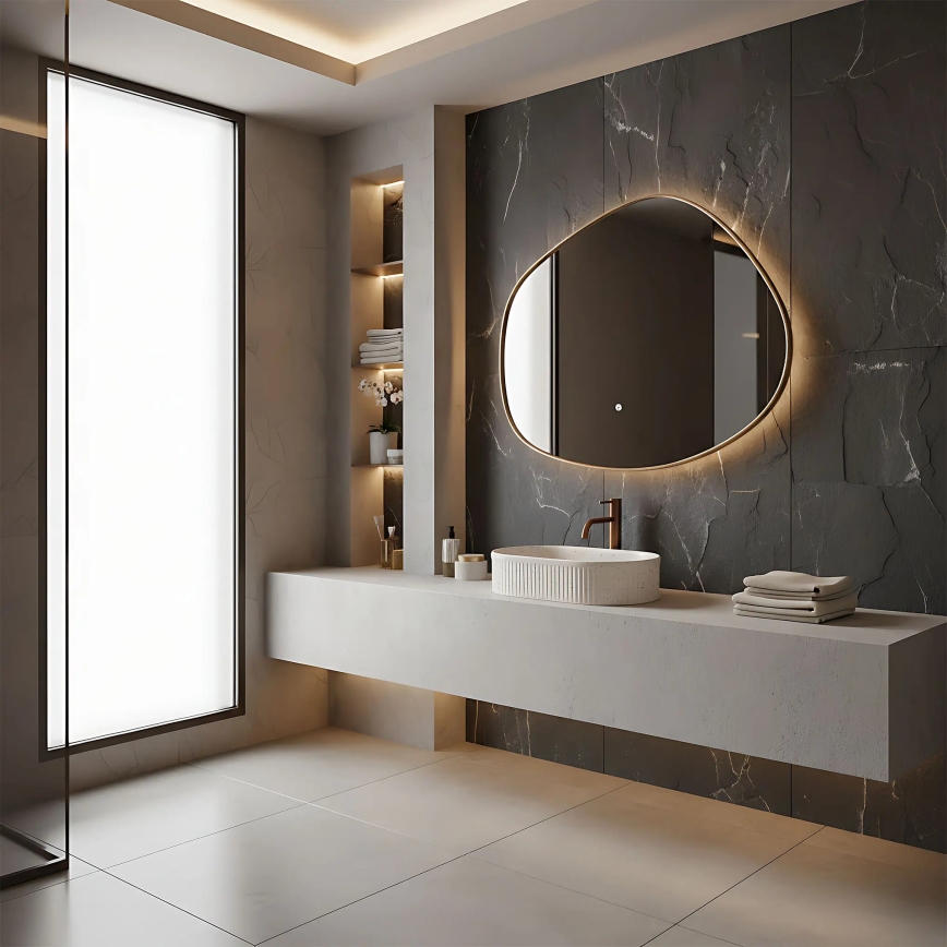 REA-U7342 - Накладная раковина VANDA 31x49 см керамика/бежевый/имитация камня