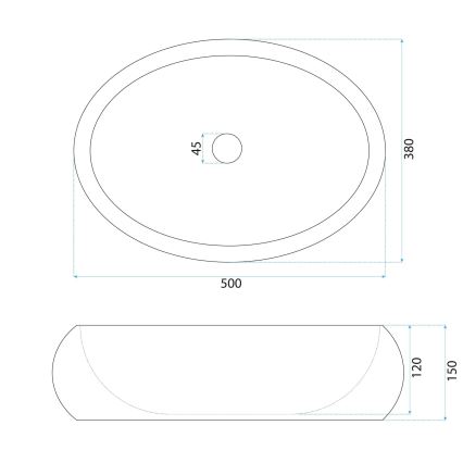 REA-U7347 - Накладний умивальник MIKA 38x50 см бежевий/імітація каменю