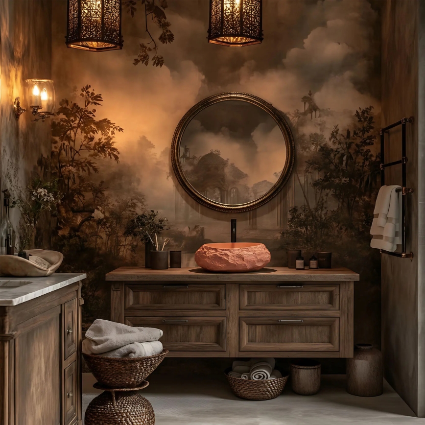 REA-U7349 - Накладная раковина MIKA 38x50 cm оранжевая/имитация камня