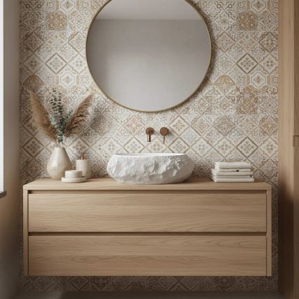 REA-U7350 - Накладная раковина MIKA 38x50 см, белая/имитация камня