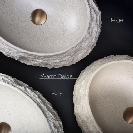 REA-U7350 - Накладная раковина MIKA 38x50 см, белая/имитация камня