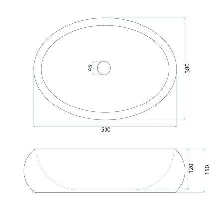 REA-U7350 - Накладная раковина MIKA 38x50 см, белая/имитация камня