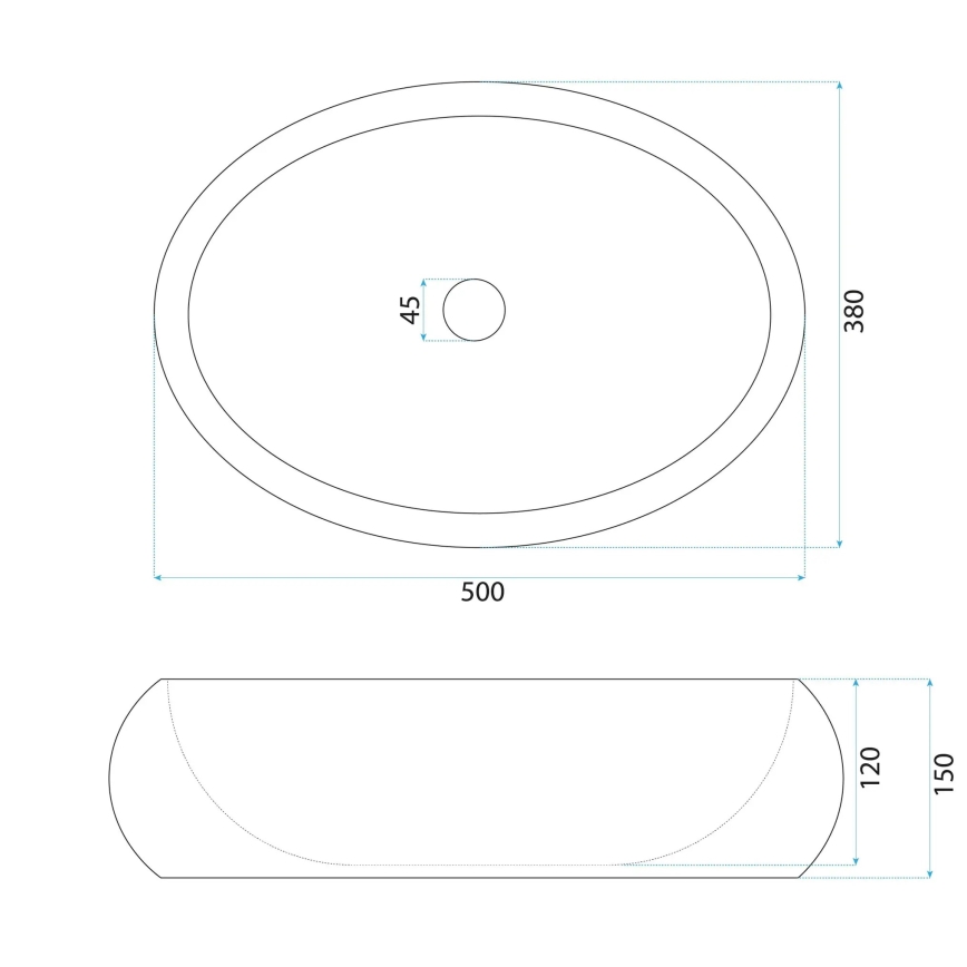 REA-U7350 - Накладная раковина MIKA 38x50 см, белая/имитация камня
