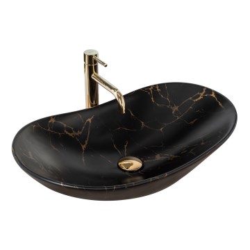 REA-U7478 - Накладная раковина ROYAL 36x62 cm керамика/чёрный/мраморный декор