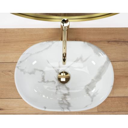 REA-U8001 - Накладная раковина AMELIA 34,5x48 см, керамика/мраморный декор