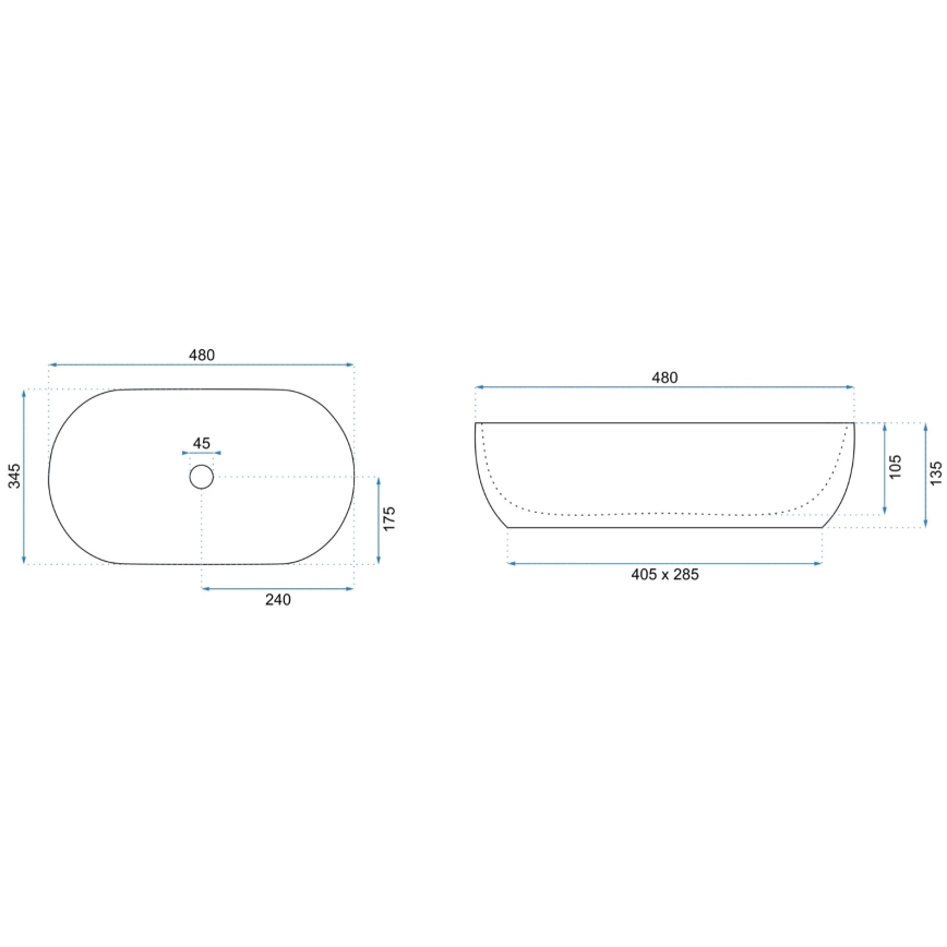 REA-U8001 - Накладний умивальник AMELIA 34,5x48 см, кераміка/мармурний декор