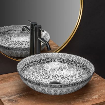 REA-U8002 - Накладна рааковина ARTE 40 см кераміка/біла/чорна