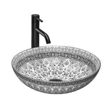 REA-U8002 - Накладная раковина ARTE 40 см, керамика, белая/чёрная