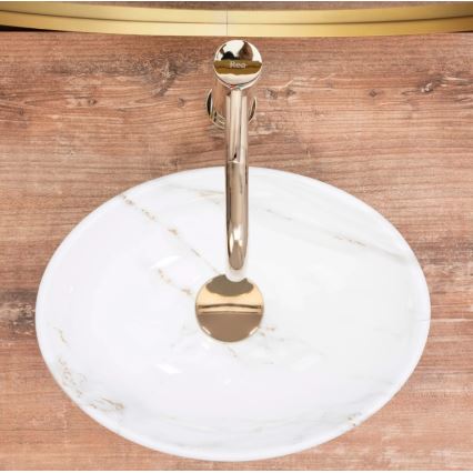 REA-U8014 - Накладна раковина SOFIA MINI 27x34 cm кераміка/мармурний декор