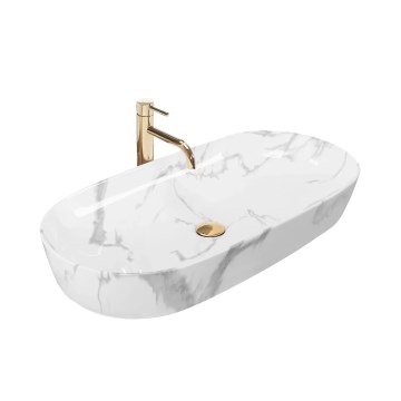 REA-U8403 - Накладная раковина CLEO 41x81 см керамика/декор под мрамор