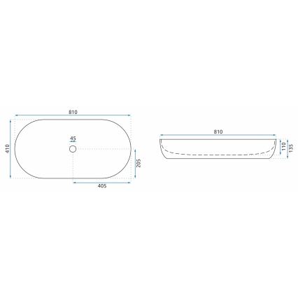 REA-U8403 - Накладная раковина CLEO 41x81 см керамика/декор под мрамор