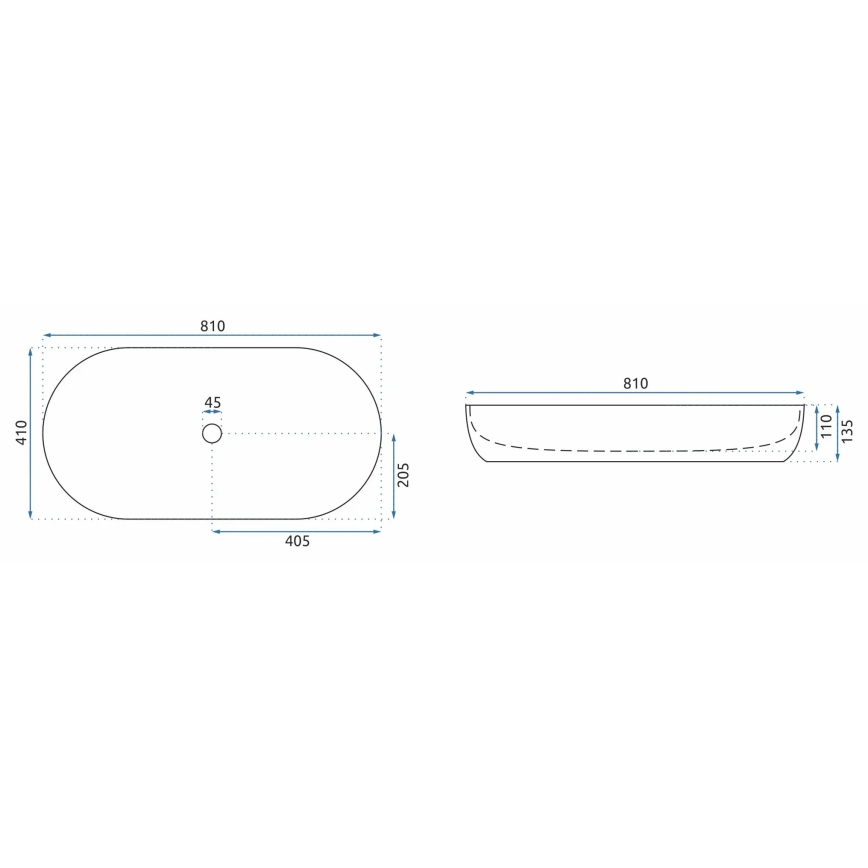 REA-U8403 - Накладная раковина CLEO 41x81 см керамика/декор под мрамор