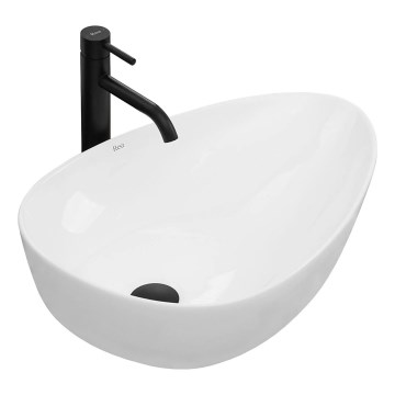 REA-U8536 - Накладная рааковина GRETA 39x56 см, керамика/глянцевый белый