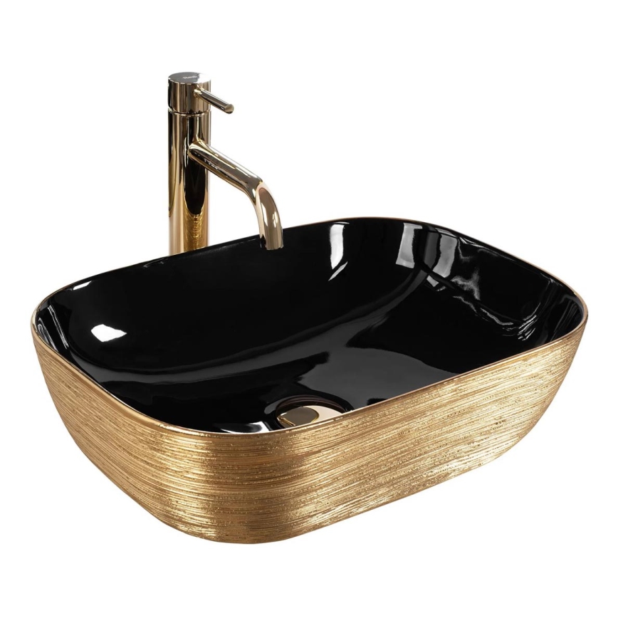REA-U8780 - Раковина на столешницу BELINDA 33x46,5 cm керамика/чёрная/золотая