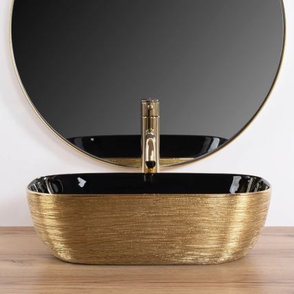REA-U8780 - Раковина на столешницу BELINDA 33x46,5 cm керамика/чёрная/золотая