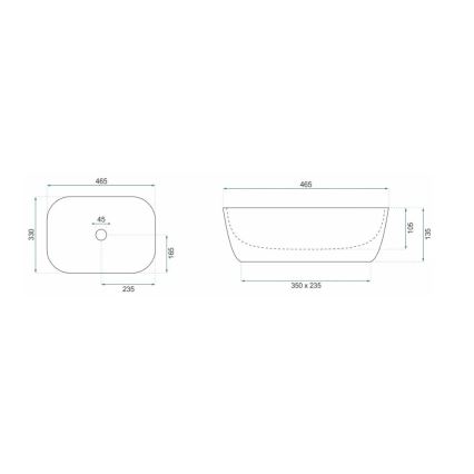 REA-U8780 - Раковина на столешницу BELINDA 33x46,5 cm керамика/чёрная/золотая