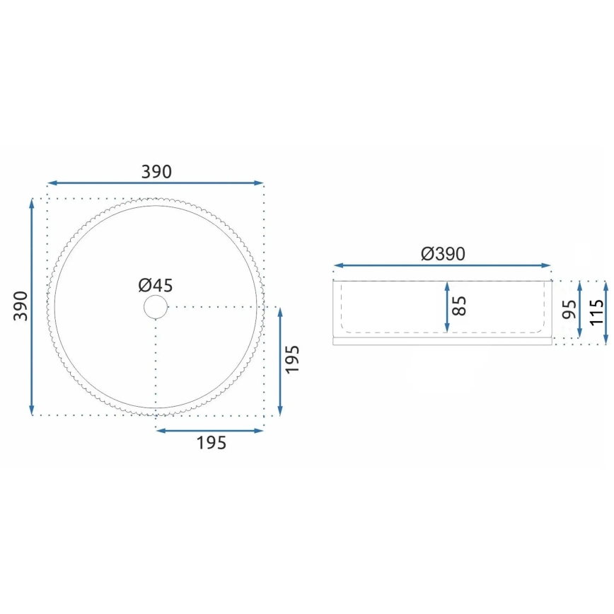 REA-U8880 - Накладная раковина CRISTAL, Ø 39 см, стекло/дымчато-серый
