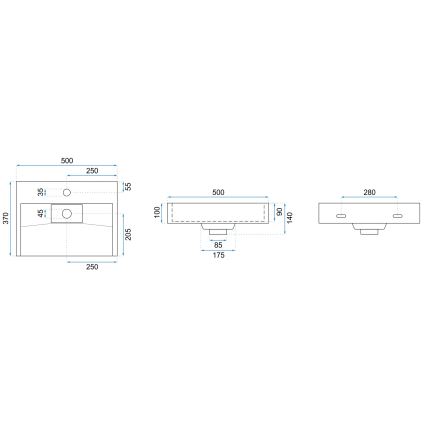 REA-U8900 - Накладная раковина GOYA 37x50 см композит/матовая белая