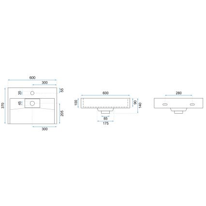 REA-U8901 - Накладная раковина GOYA 37x60 см агломерат/матовая белая