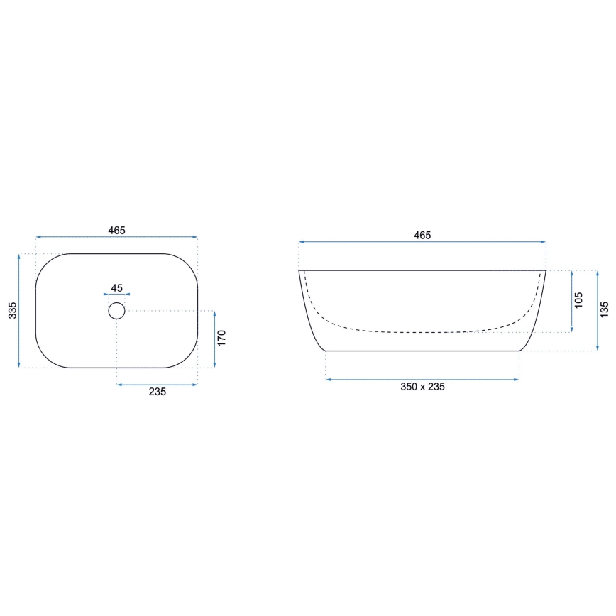 REA-U8907 - Накладний умивальник BELINDA 33,5x46,5 см кераміка/чорний/мармуровий декор