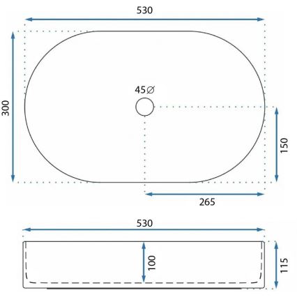 REA-U9108 - Накладная раковина LAYLA 30x53 см, керамика/глянцево-белая
