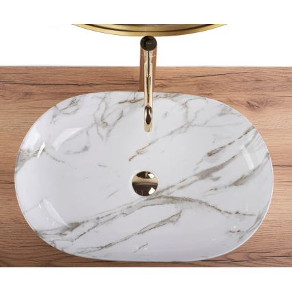 REA-U9656 - Накладная раковина CLEO 41x60,5 см, керамика/мраморный декор