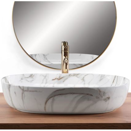 REA-U9656 - Накладная раковина CLEO 41x60,5 см, керамика/мраморный декор