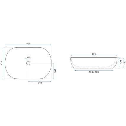 REA-U9656 - Накладная раковина CLEO 41x60,5 см, керамика/мраморный декор