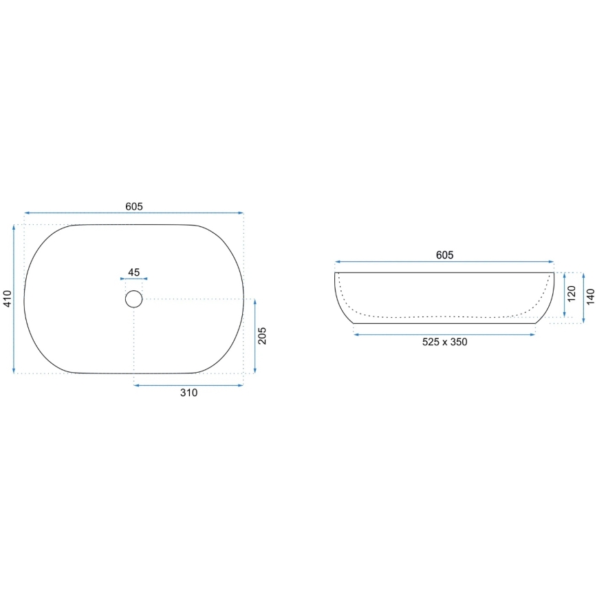 REA-U9656 - Умивальник на стільницю CLEO 41x60,5 cm кераміка/мармуровий декор