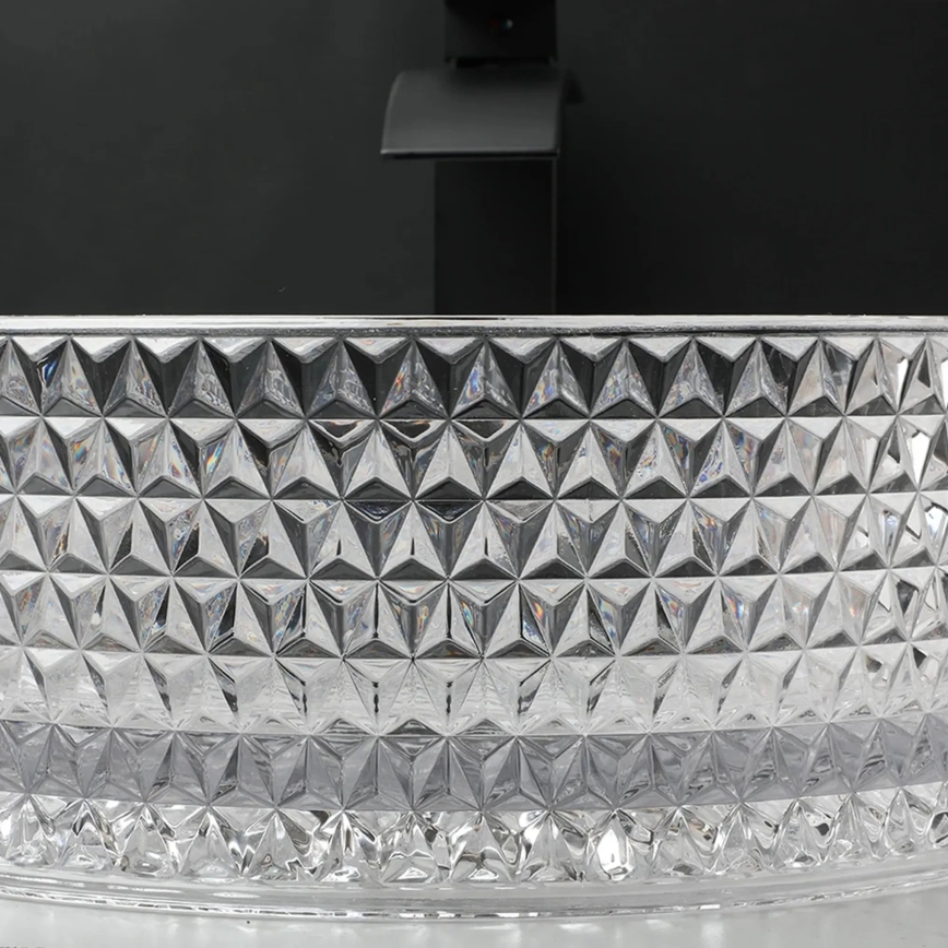 REA-U9670 - Накладная раковина CRISTAL, диаметр 35,5 см, стекло/прозрачная