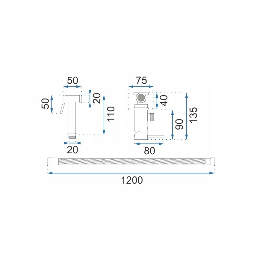 REA-B4106 - Змішувач для біде з ручною лійкою для прихованого монтажу LUNGO полірований хром