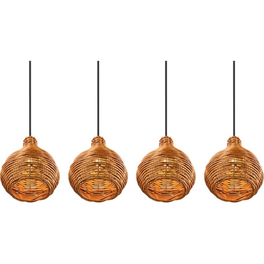 Реаліті - Люстра на шнурі СПРАУТ 3×Е14/40Вт/230В коричнева/ротанг