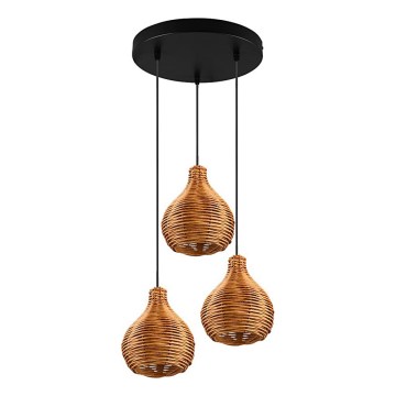 Reality - Люстра на тросі SPROUT 3xE14/40W/230V коричнева/ротанг