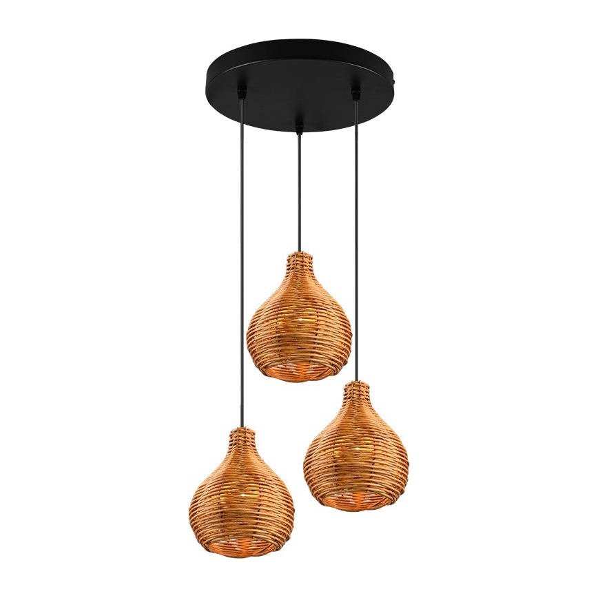 Reality - Люстра на тросі SPROUT 3xE14/40W/230V коричнева/ротанг