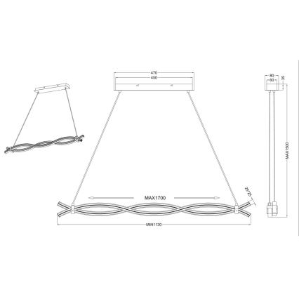 Reality - Підвісна LED люстра WAVE LED/16W/230V + LED/9W