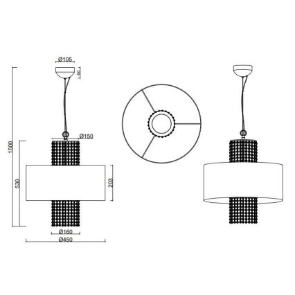 Reality - Подвесная люстра KING 3xE14/28W/230V серебряная