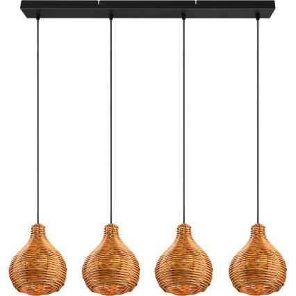 Reality - Подвесной светильник на шнуре SPROUT 3xE14/40W/230V коричневый/ротанг