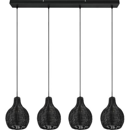 Reality - Подвесной светильник на шнуре SPROUT 4xE14/30W/230V черный/ротанг