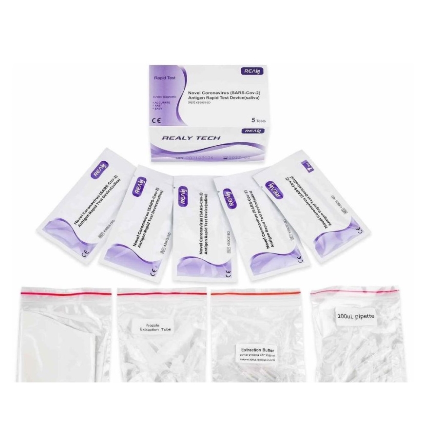 RealyTech - Антигенний експрес-тест зі слин COVID-19 Rapid test (saliva) 5 шт.